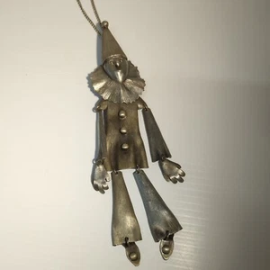 1970s Rare Large Pewter VINTAGE POLCINI LEE MENICHETTI CLOWN ARTICULATED Nklc - Picture 1 of 4