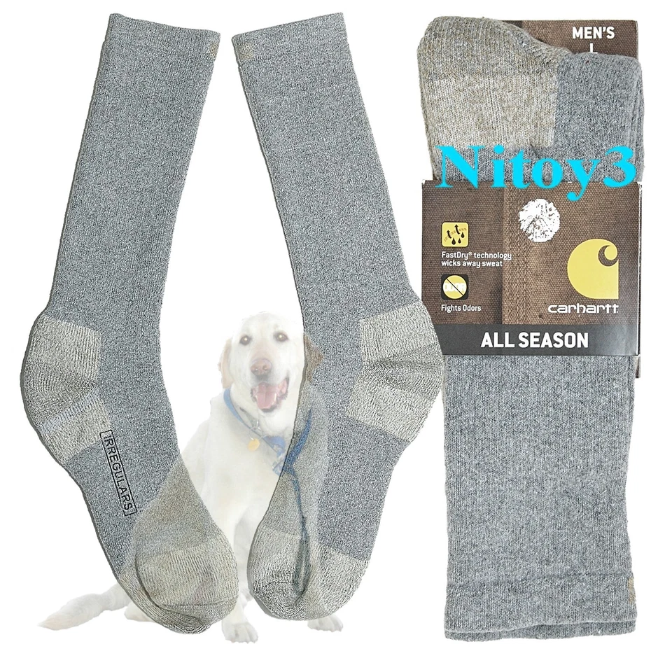 Carhartt Work Boots Crew Socks All Season Breathable-Resist Odor Men Large: 6-12 - Image 1 of 1