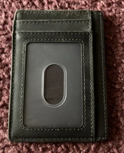 Cartera delgada de cuero minimalista con bolsillo frontal Travelambo con bloqueo RFID gris - Imagen 1 de 4