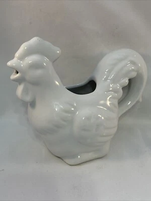 Ceramic Glossy White Rooster Chicken Creamer Farmhouse Decor 5" Home Essentials - Image 1 of 4