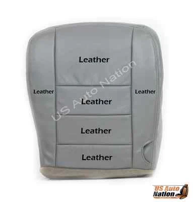 2002-2007 Ford F250 F350 Lariat Genuine Leather Driver Bottom Seat Cover Gray - Image 1 of 4