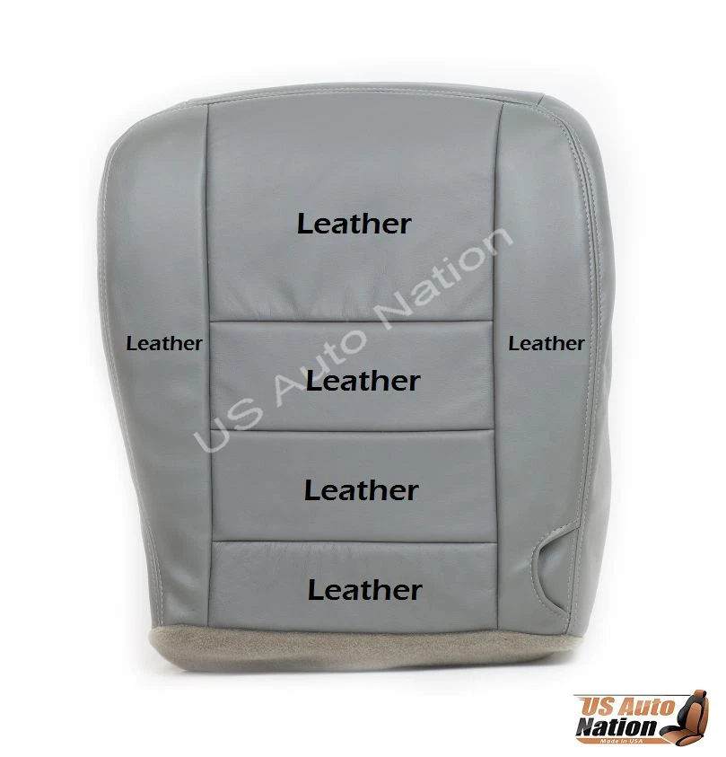 2002-2007 Ford F250 F350 Lariat Genuine Leather Driver Bottom Seat Cover Gray - Image 1 of 4