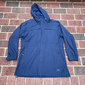 REI E1 Elements Women's XL Blue Waterproof Rain Jacket Coat Detachable Hood  - Picture 1 of 11