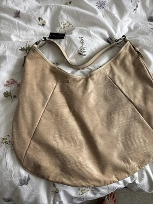 Banana Republic Light Brown Leather Tote Bag  with leopard print lining IL - Image 1 of 4