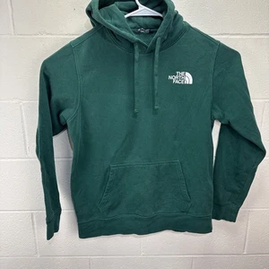 North Face Hoodie Mens Medium Green Pullover Never Stop Exploring Logo Outdoor - Picture 1 of 19