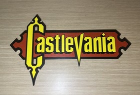READ INFO - Castlevania Logo Sign in Wood Wall Display, Nintendo NES SNES