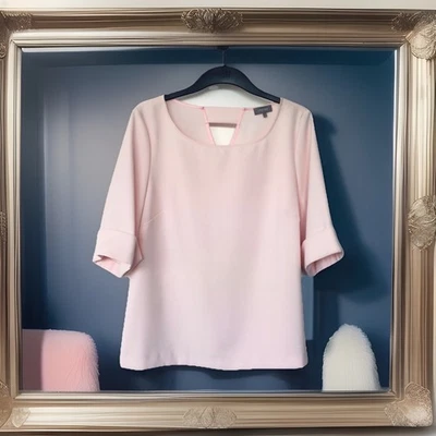 Blusa Top Jaeger UK 14/16 Rosa Crepé Ocasión Manga Corta Boda Bautizo Foto 1 de 4