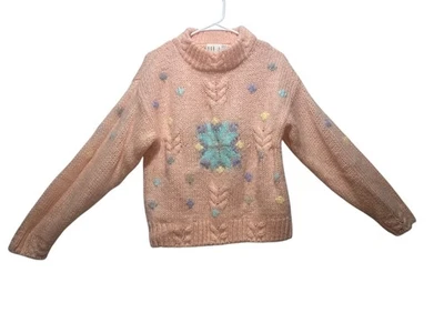 Suéter tejido copo de nieve nórdico Rouge Helio para mujer pequeño naranja pastel delicado años 90 Foto 1 de 4