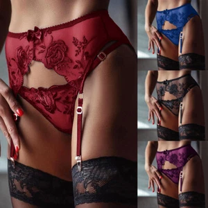 Womens Lace G-string Briefs Panties Garter Knickers Ladies Lingerie Underwear - Picture 1 of 13