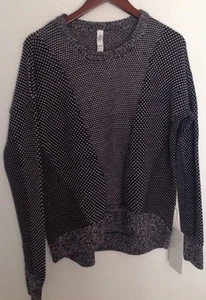 Maglione LULULEMON Yogi Crew Nero/Grigio Chiaro Heathered Nuovo con etichette Tg 12 - Foto 1 di 9