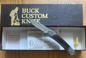 RARE BUCK CUSTOM 503 PRINCE EBONY & DAMASCUS KNIFE NEVER USED IN BOX  D12 - Picture 1 of 6