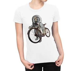 1Tee Damen T-Shirt Faultier Astronaut mit Fahrrad - Bild 1 von 25