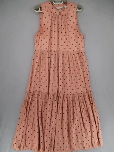 Country Road Dress Womens 14 Brown Polka Dot Sleeveless Midi Smocked Button - Picture 1 of 15