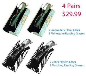 VALUE DEAL Fashion Zebra Pattern Reading Glasses & Case  - Picture 1 of 11
