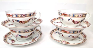 Antique Czech Phoenix China Tea Cup and Saucer Set of Four - Picture 1 of 7