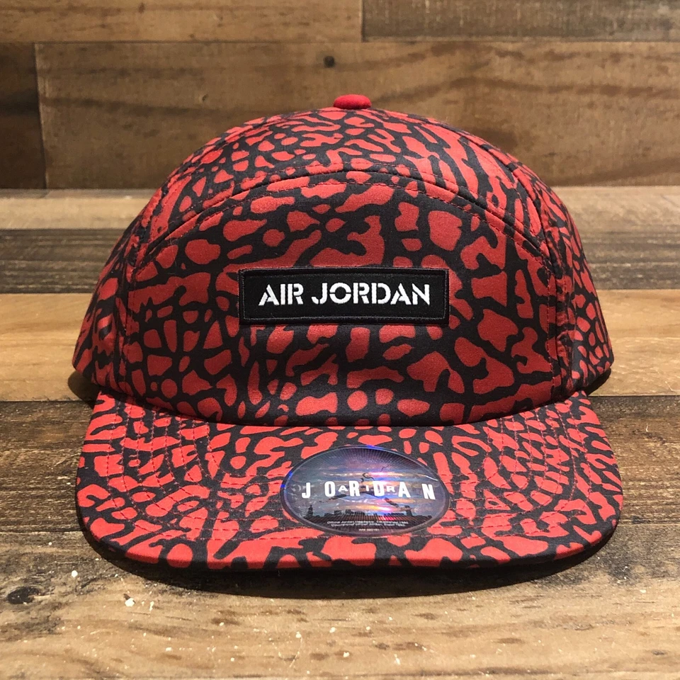 Boné Jordan chapéu alça masculino vermelho preto 5 painéis elefante cimento streetwear adulto - Imagem 1 de 4