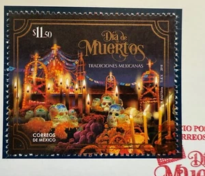 Hoja de sello del Día de Muertos de México 2018 primer día, Día de los Muertos Scott #3124 - Imagen 1 de 3