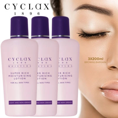 3x Cyclax Super Rich Moisturising Lotion, for all skin types 200ml