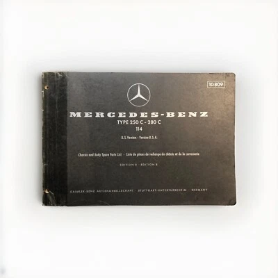 Mercedes 250-C 280-C 1969-1976 OEM Lista de piezas Catálogo Conjunto Manual Números MB Foto 1 de 4