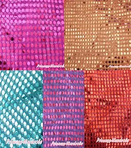 Paillettes rosse blu scintillanti decorazione casa cucite a mano tessuto fai da te 1 iarda - Foto 1 di 6