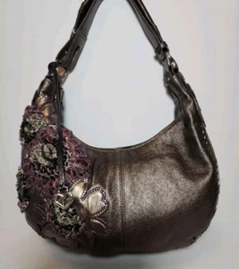 BRIGHTON FABIOLA 3D APPLIQUE MASTERPIECE FLORAL EMBROIDERED SHOULDER HANDBAG$450 - Picture 1 of 19