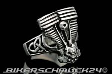 Biker Ring Motor EVO mit Keltenknoten Edelstahl Engine Harley Herren Geschenk