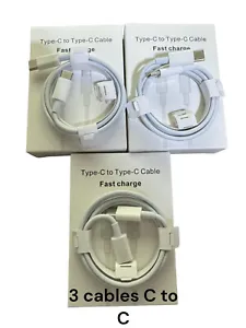 Set of 3 Cables Para Iphone 15 Iphone 15 pro Pra carga Rapida tipo C a C Nuevo - Picture 1 of 1