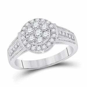 14kt White Gold Womens Round Diamond Cluster Ring 5/8 Cttw - Picture 1 of 1
