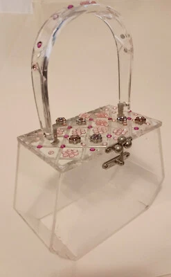 Clear Lucite Box Purse With Rhinestone Embellishments - Image 1 of 4
