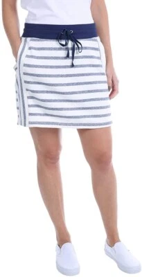 Minifalda Jones New York para mujer talla S azul marino y blanco a rayas tejida cintura elástica Foto 1 de 4