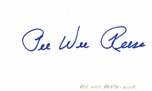 Pee Wee Reese Signed Autographed 3x5 inch Index Card - Dodgers HOF Died 1999 - Picture 1 of 1