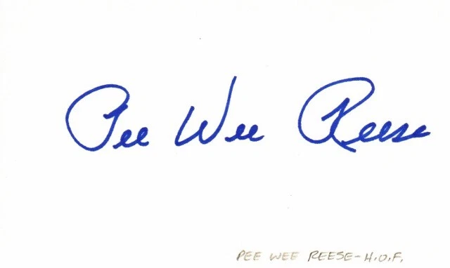 Pee Wee Reese Signed Autographed 3x5 inch Index Card - Dodgers HOF Died 1999 - Image 1 of 1