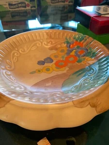 STUNNING Beswick Ware Art Deco Footed Bowl w/ Colorful Stylized Trees - Picture 1 of 12