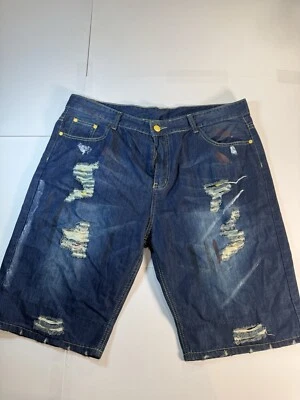 Pantalones Cortos Jeans Denim Para Hombre Rectos Lavados Jeans Ajustados Rasgados Parche Talla 42 Foto 1 de 4