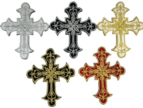 1 x Iron On Applikation/Patch Medieval Kreuz 13x11cm