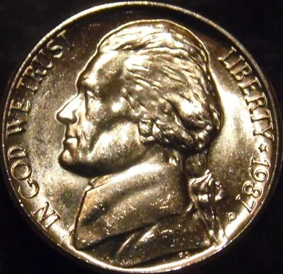 1987-P Jefferson Nickel Gem BU Uncirculated Full Step SIX Full Steps - Image 1 of 2