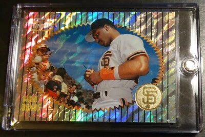 #107 1996 BARRY BONDS PINNACLE SUMMIT FOIL REFRACTOR #107 GIANTS - Image 1 of 2