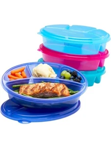 Bento Snack Boxes Reusable 4 Compartment Food Containers School Work Travel X 4 - Picture 1 of 11