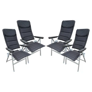 4 x Liegestuhl gepolstert Deluxe Aluminium Klappstuhl Wohnwagen Angeln Garten - Bild 1 von 5