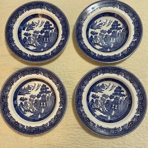 Johnson Brothers BLUE WILLOW 8.75” RIMMED Soup/Salad/Pasta Set of (4) Bowls:RARE - Picture 1 of 8