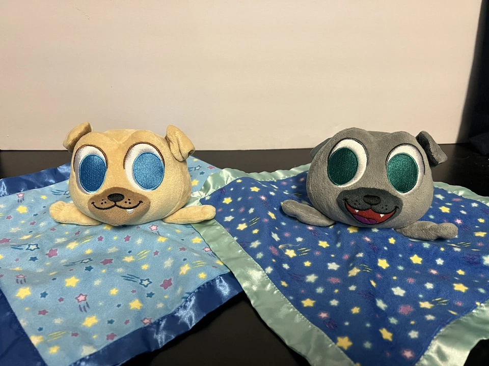 Disney Cachorro Perro Amigos Bingo y Rolly Lovey Peluche Manta de Seguridad Sonajero Satinado Foto 1 de 4