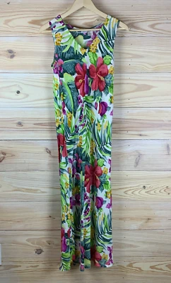 La Cera Dress Small Tropical Midi Tank A Line Flare Resort Travel - Image 1 of 4