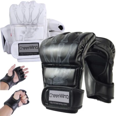 CHEERWING Leather Sparring Grappling Training Boxing Gloves MMA UFC Punch Ultimate Mitts