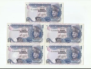 MALAYSIA  RM1 x 5pcs R/N Blindman 5th Series TDLR  AL_6338586~590 "UNC"   - Picture 1 of 2