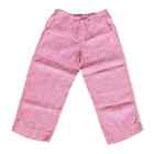 Fresh Produce 100% Linen Pants Crop Pink Check Pockets Drawstring Small 