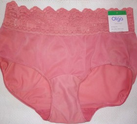 OLGA SECRET HUG ROSEBERRY SHEER NYLON & LACE SISSY PANTY SIZE 7/L