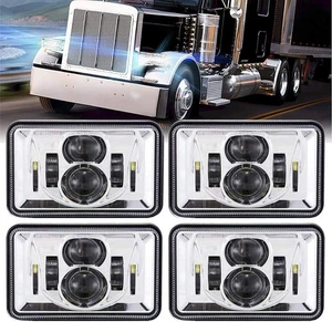 4pcs 4x6inch LED Headlights Lights Hi/Lo Beam DRL for Kenworth T800 T400 T600 - Picture 1 of 9