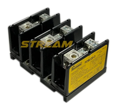 Bussmann PDB220-3 Power Distribution Block, 175 Amp, 600Vac/Vdc, 3-Pole, 14-4AWG - Image 1 of 4