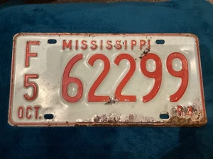 Placa de matrícula vintage de Mississippi 1964 - Imagen 1 de 3