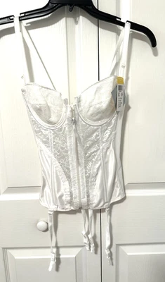 NUEVO CARNAVAL Sujetador Longline Bustier Corsé Blanco Encaje Con Aros Deshuesado 34C Foto 1 de 4